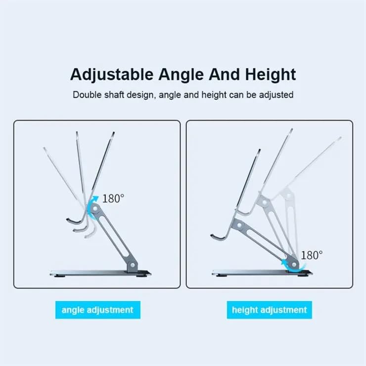 Image of XUNDD (XDHO-022) Beetle Desktop Adjustable Stand, 180 Foldable Height Angle (Anti-Slip Silicon Pad) Metal Holder Portable Stand for iPhone /Smartphone and iPad /Tablet