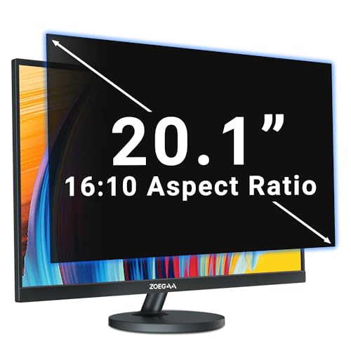 ZOEGAA 20.1 Inch 16:10 Computer Privacy Screen for Widescreen Monitor, 20.1 inch Removable Anti Blue Light Glare Eye Protection Shield, Black Blackout Anti Spy Desktop Security Private Filter