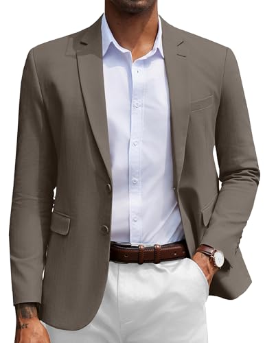 COOFANDY Men's Herringbone Blazer Slim Fit Cotton Sport Coats Two Buttons Casual Suit Jacket