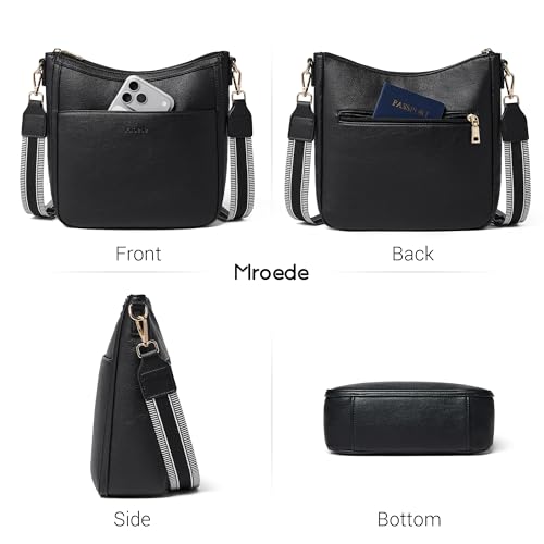 Image of Leather Crossbody Purse for Women Crossbody Bag for Daily Travel | Trendy Vegan Leather Medium Crossbody Purse with Adjustable Strap Women's Hobo Shoulder Handbags for Work