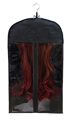 Premium Quality Hair Extensions Storage Bag With Wooden Hanger – Carrier Case With Strong, Durable Zipper – For Virgin Hair & Clip-in Extensions – Transparent – Perfect For Storage & Transportation