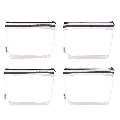 Multi-purpose Waterproof Clear Vinyl Zippered Toiletry Cosmetics Makeup Pouch With French Tape 4-pack2
