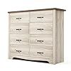 LINSY HOME 8 Drawers Dresser for Bedroom Wood Bedroom Dresser Modern Drawer Chest 8 Chest of Drawer Tall Dresser for Closet Dressers Organizer for Living Room Closet Hallway