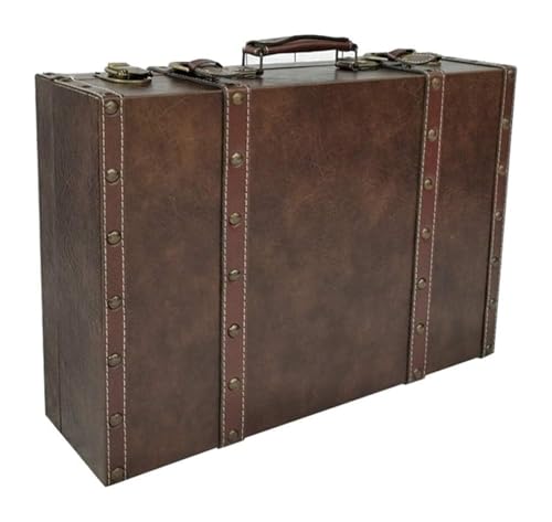 Vitrine vintage avec valise rétro en bois pour souvenirs