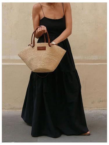 SOLY HUX Women's Summer Maxi Dress Criss Cross Backless Spaghetti Strap Ruffle Flowy Long Cami Dresses Sundress2