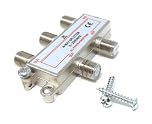 DRUT TV Splitter F-Type Screw-on Connectors RF Coaxial Cable Adapter, Passive Wideband Signal, 5-2500Mhz (4 Way)