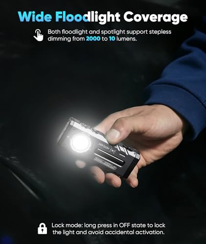 HOTLIGH Dual Power Rechargeable Flashlight - 2000 High Lumens EDC Flashlight with UV Inspection & RGB Light, Small Magnetic LED Flashlight for Outdoor, Travel, Work — view 2