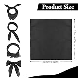 Cyunda Chiffon Scarf for Women and Girls, 26x26 inches Square Neck Scarf, Classic Retro Ribbon Handkerchief for Hair Wrapping,Black