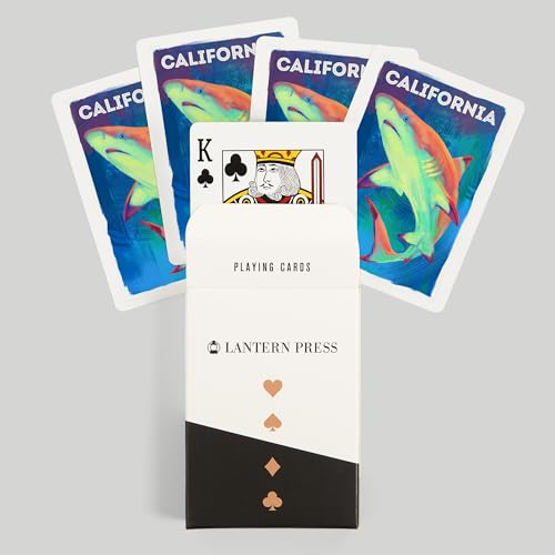 Lantern Press California, Vivid, Blacktip Shark, 52 naipes póker miniatura 6