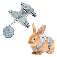 NJCXOLA Kaninchen Leine,Verstellbare Hasenleine,120cm Weiches Kaninchen Leine,Hasen Zubehör,Kaninchen Zubehör,Kaninchen Geschirr Für Kaninchen, Katzen, Kleine Hunde Und Andere Kleine Haustiere(Blau S)