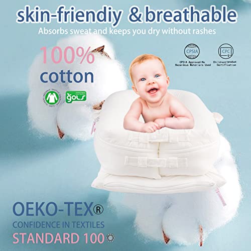 Image of Corduroy Baby Lounger Cover for Dockatot Deluxe + | 100% Cotton Hypoallergenic Newborn Premium Quality Spare Cover(Cover Only) (White)