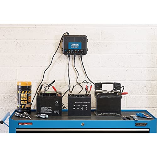 Draper 53172 6V/12V 3 Bank Charger Station, Black, One Size - Image 3