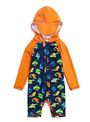 Image of BONVERANO Baby Boy UV Swimsuit UPF 50+ Sun Protection S/S One Piece Kids Sunsuit Zipper…