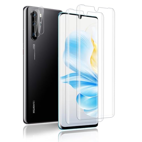 2+2 Stück Schutzfolie für Panzerglas für Huawei P30 Pro (2x Display+2x Kamera) - Hochsensibel Anti-Fingerabdruck 9H Härte kratzfest & stoßfest - Displayschutzfolie HD Blasenfreie Installation