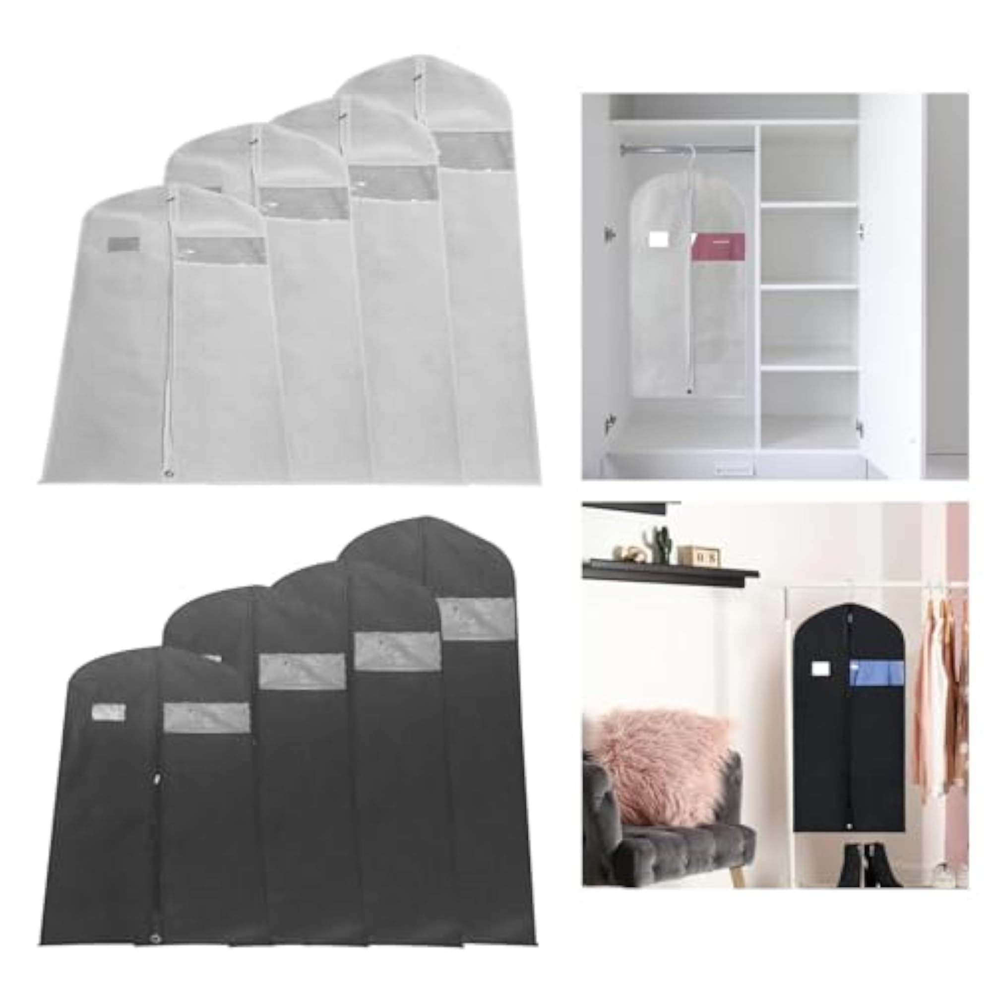 2x Hanging Garment Bags Dustproof Cover for Suits