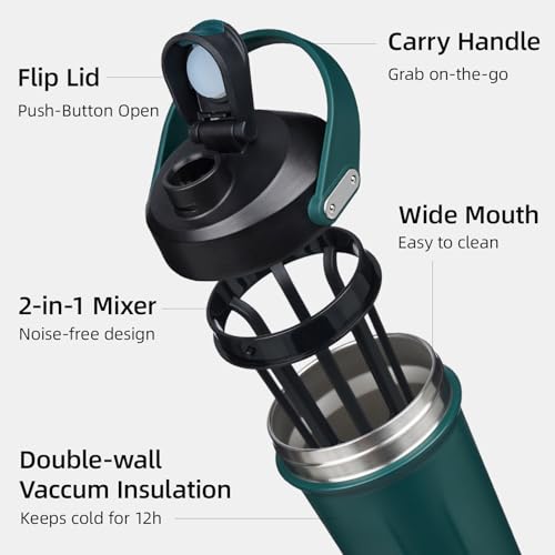 Image of BJPKPK 25oz Insulated Protein Shaker Bottle Stainless Steel Cup with Handle