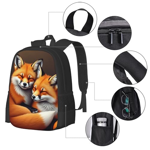 Lightweight Daypack For Adult Sleeping Foxes With Autumn Leaves Large Capacity Backpack For Travel Hiking Camping 17 Inch4
