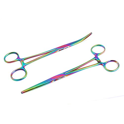 DDP Set of 2 Multi Color Rainbow Pean Hemostat Forceps 8