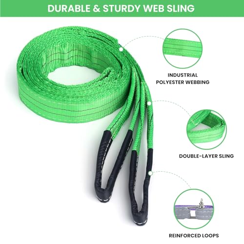 Image of Shield Flex Heavy Duty Polyester Webbing Flat Lifting Sling Belt for Material Handling, Towing, Construction & Industrial Use (2 Ton 4 Mtr, Pack of 1)