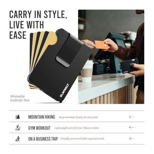 Image of Fan-out Wallet for Men with ID Window and Money Clip - Minimalist Slim Cardfan Card Holder, Mens Wallet with RFID Blocking, Metal Pop Up Wallets Black, Gifts for Men