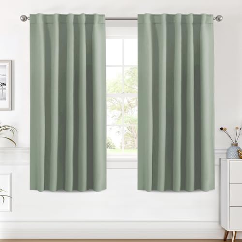 Image of H.VERSAILTEX Blackout Curtains Thermal Insulated Window Treatment Panels Room Darkening Blackout Drapes for Living Room Back Tab /Rod Pocket Bedroom Draperies (2 Panels, Cyan, 42 x 63 Inch)