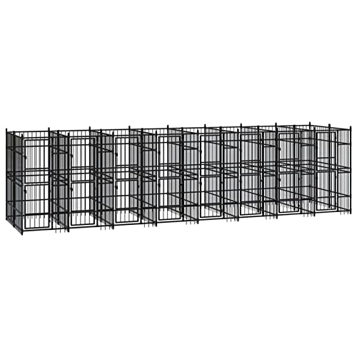 LAPOOH Chenil d'extérieur pour Chiens Acier 14,75 m²,Cage pour Chien,Cage pour Chat,Chenil pour Chien