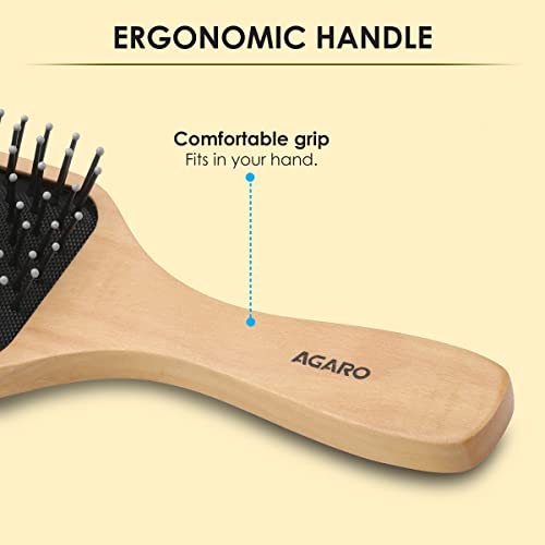 AGARO Wooden Paddle Hair Brush with Strong & flexible nylon bristles having Anti static ball tips,For Grooming, Straightening, Smoothing,... - Image 6