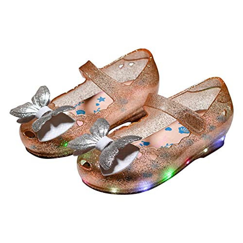 EnJoCho Children Kids Girls Sandals LED Light Luminous Shoes Casual Shoes Bow Princess Shoes Toddler Girls Sandals (Gold, 9 Years)3