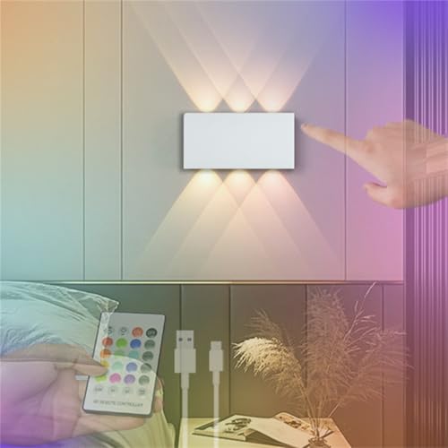 Aplique de pared LED recargable USB con luces RGB y mando para iluminación nocturna