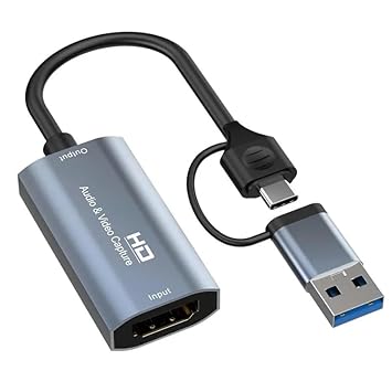 Video Capture Card,USB3.0 HDMI to USB C Audio Capture Card, 4K 1080P 60FPS Capture with Type-C Adapter Devices for Gaming Live Streaming Video Recorder, Compatible with Windows Mac