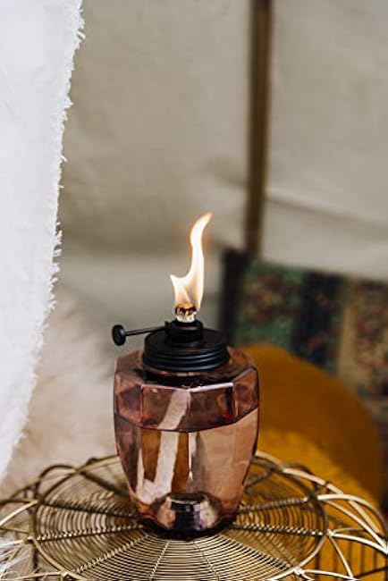 TIKI Adjustable Flame 64 Glass Torch ¨C Pink Decorative Lighting for Outdoor Lawn, Patio & Garden | Includes Snuffer & Long-Lasting Wick | Weather-Resistant Design