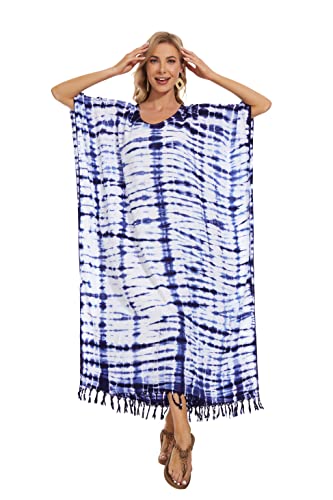 Image of Beautybatik Women Hippie Tie Dye Caftan Kaftan Loungewear Maxi Plus Size Long Dress XL to 4X