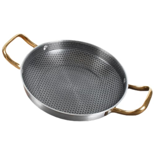 DINHEAROM Sartén de Acero Inoxidable Mango Ergonómico Forma de Panal, Gruesa y Ligera Adecuado para Cocinar Mariscos y Cangrejos de