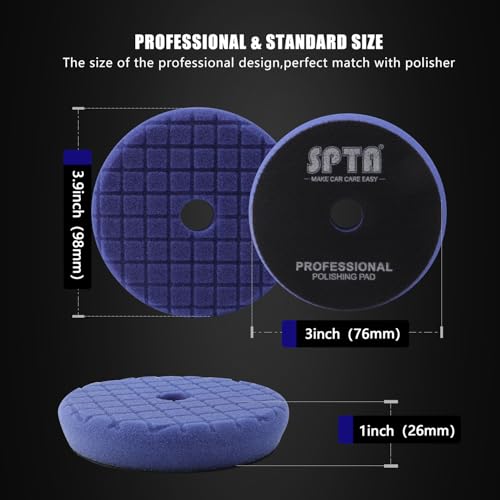 Image of SPTA RPO Blue Moderate-Cut Foam Polishing Pads, 1Pc 3 Inch 80mm Backing Plate Compound Buffing Polishing Sponge Pads for Car Buffer Polisher Compounding, Polishing and Waxing -SF302
