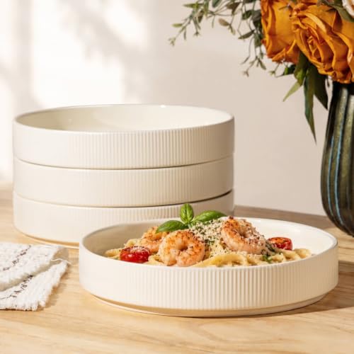 theterra 8.25" Ceramic Pasta Bowls Set of 4, Salad Bowls