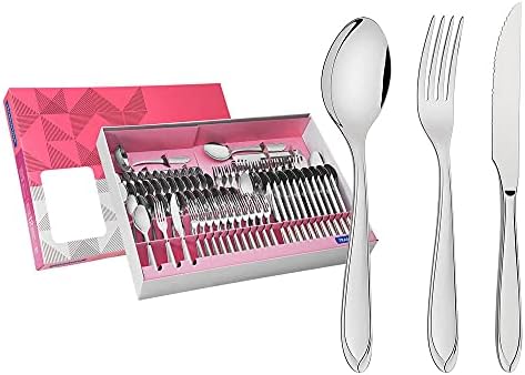 Faqueiro Aço Inox com Faca para Churrasco 91 Peças Tramontina Lag...