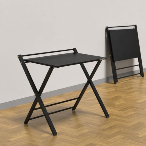 Image of InnoFur Meleti Folding Table for Home, Office, Study, Computer & Gaming | Foldable Desk with Engineered Wood Top | Multipurpose Work from Home Table | No Assembly Required | Regular, Black