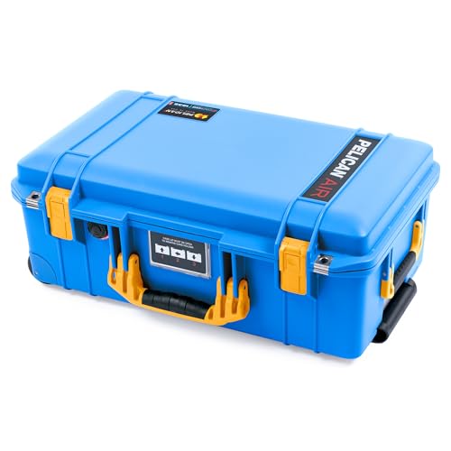 Image of Electric Blue Pelican 1535 Air Carry-on Case - Comes empty - Yellow Handles & Latches.