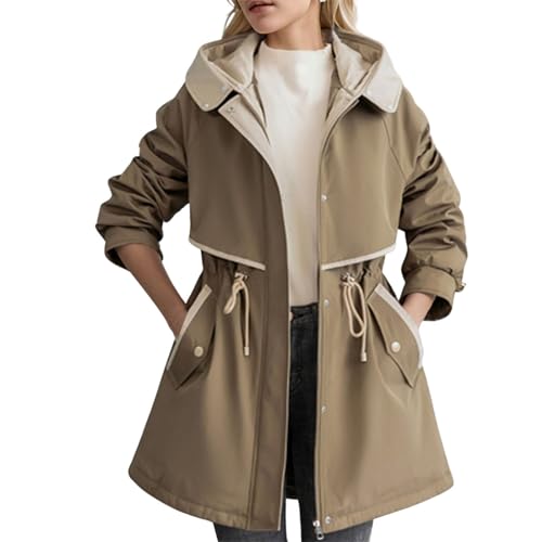 Veste d'hiver pour femme mi-longue et chaude avec un grand col en fourrure élégant