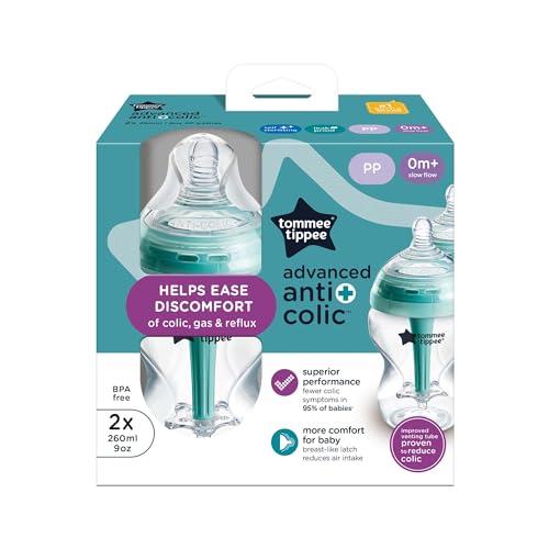 Tommee Tippee-Babyflaschen, Advanced Anti-Kolik-Flasche, 260ml, brustähnl. Sauger (langsam), belüft. Anti-Kolik-Stab, selbststeril… – Ansicht 2