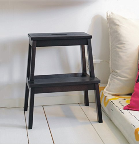 Taburete de madera maciza resistente con diseño elegante de dos niveles para el hogar 3