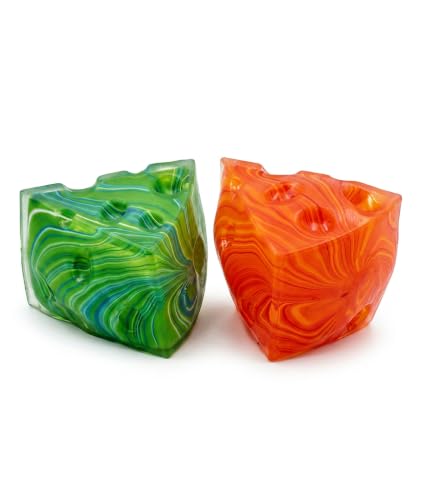 Image of 2Pcs Cheese Squishy, Taba Squishy, Dumpling Squishy-Stretchy Food-Shaped Sensory (Orange and Green)