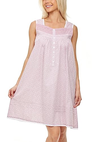 Image of Alexander Del Rossa 100% Cotton Nightgowns for Women, Sleeveless Nightgowns for Women Soft Cotton