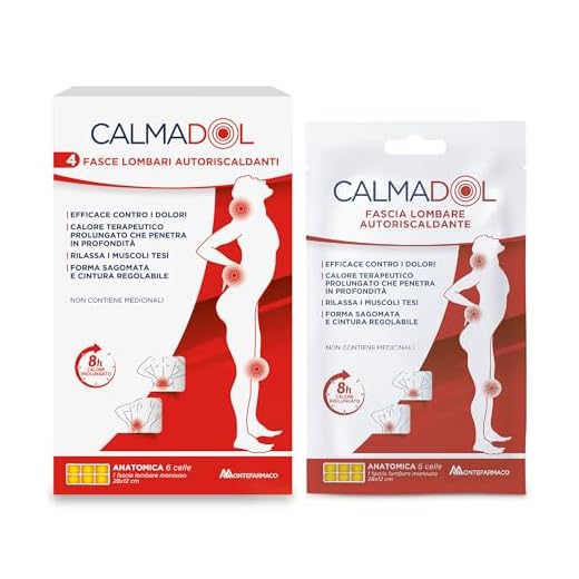 CALMADOL Faja lumbar autocalentante para dolores musculares, dolor de espalda, relaja los músculos tensos, eficaz contra los dolores sin medicamentos (4 unidades)