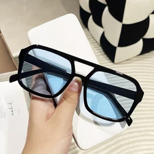 Image of Retro 70s Square Aviator Sunglasses Women Men Vintage Rectangle Sunglasses Flat Frame Trendy Shades