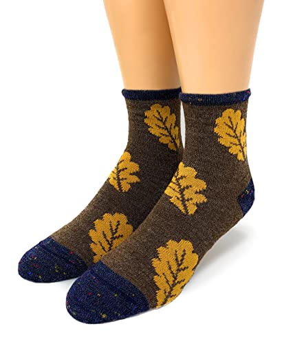 WARRIOR ALPACA SOCKS -Fall Harvest Oak Leaf Ankle Alpaca Wool Socks