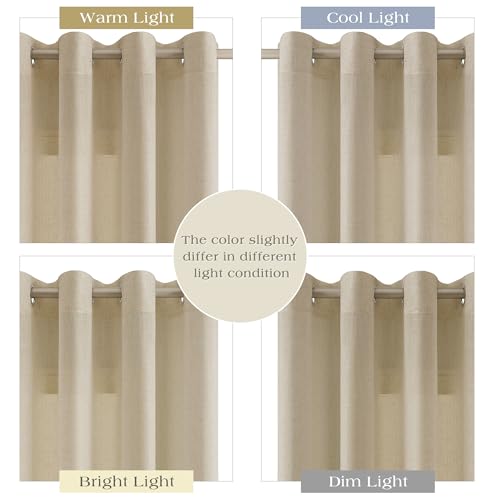 Image of Eggshell Beige Linen Curtains 84 Inches Long for Living Room Grommet Luxury Light Filtering Semi Sheer Curtain Modern Farmhouse Decor Elegant Coastal Sheer Drapes for Bedroom Office 52x84, 2 Panel