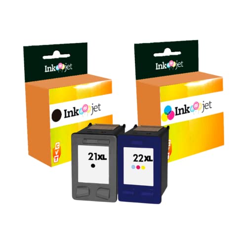 CVT   21XL 22XL Cartucho de Tinta Remanufacturado Compatible para HP PSC 1410, DeskJet F4180 F2180 F2280 F2200 F380 F370 D1560 D1460 3940 F4100 D2460 2180, OfficeJet 4315 4355
