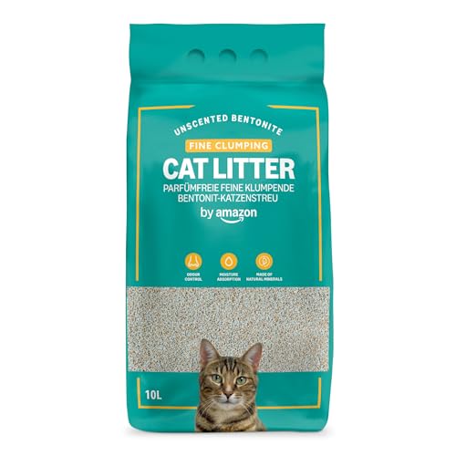 by Amazon Lettiera per Gatti con Agglomerante Fine, Senza Profumazione, 10L
