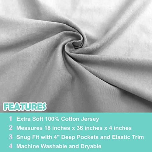 Image of TL Care 100% Natural Cotton Jersey Knit 18 x 36 Cradle /Bassinet Sheet - Fitted, Gray, Soft Breathable, for Boys and Girls